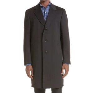 𝅺OSCAR de la Renta Menswear Charcoal Wool and Cashmere Long Coat Size 46R ( 4XL)